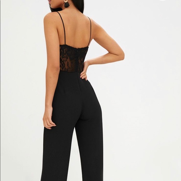 Black Lace Wide Leg Jumpsuit - Picture 2 of 3